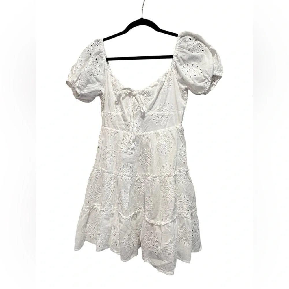 Princess Polly Lavine Babydoll Eyelet Mini Dress White Flared‎ Sz US 6 NWT - Picture 4 of 9